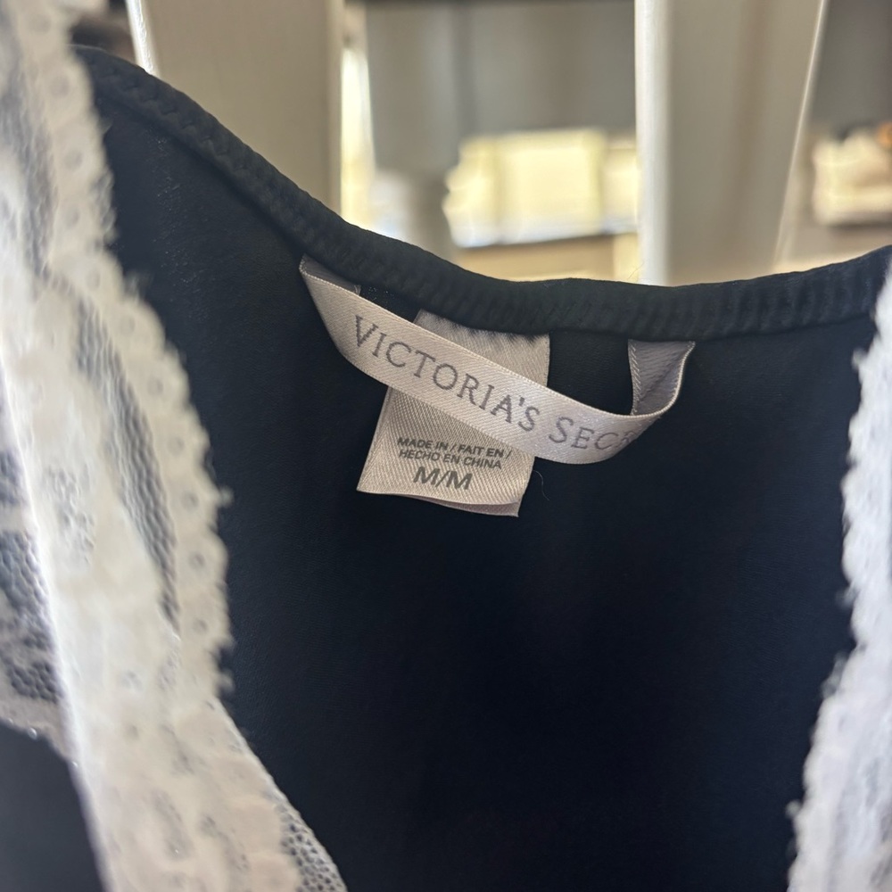 Victoria's Secret Black Chemise with White Lace - Picture 3 of 5